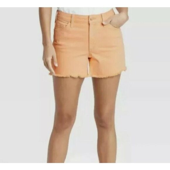 WOMEN'S High-Rise Jean Shorts Universal Thread Orange Vintage Raw Hem Size 0/25 - Picture 1 of 3